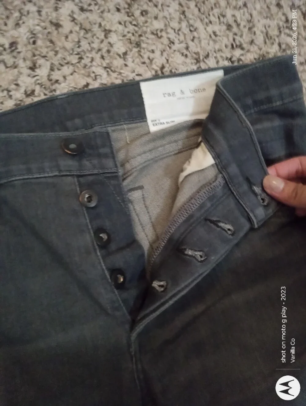 Anthropologie Rag & Bone Fit 1 Extra Slim Jean Skinny Grey Size 32 - Picture 5 of 10